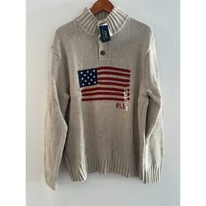 Polo by Ralph Lauren Beige Sweater with American Flag